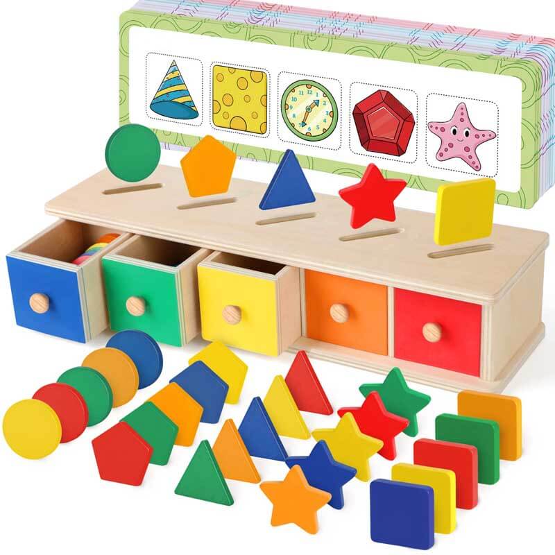 Color Shape Sorting Toy for Toddler 1-3 Year Old, Wooden Montessori Toy Shape  Sorter Color Matching Box Game, Preschool Early Educational Learning  Sensory Toy for Baby Boy Girl 1 2 3 Year