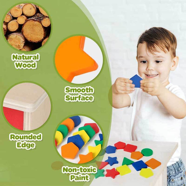 Color Shape Sorting Toy for Toddler 1-3 Year Old, Wooden Montessori Toy Shape  Sorter Color
